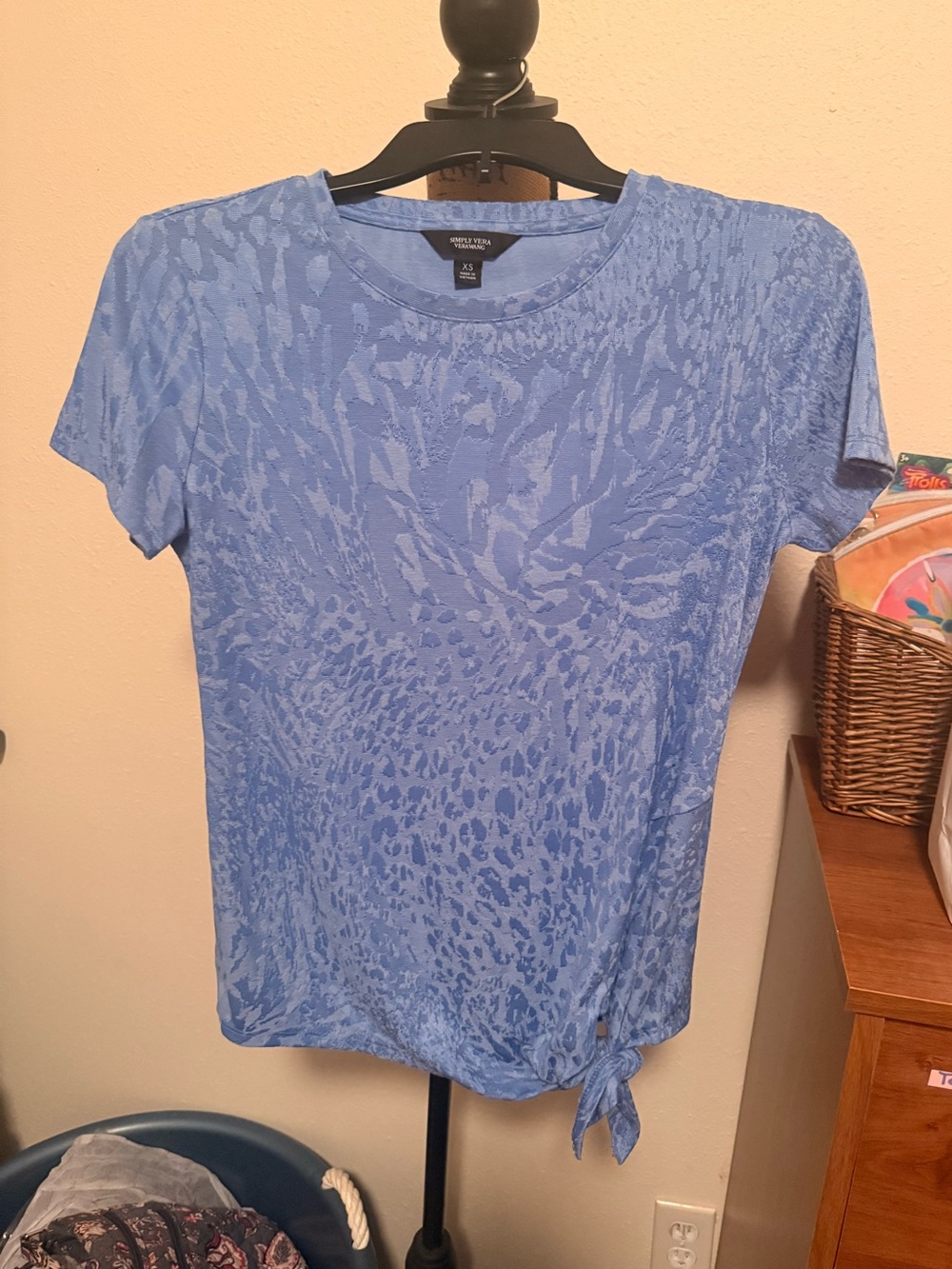 Simply Vera Vera Wang Light Blue Jacquard Tee with Tie Detail
